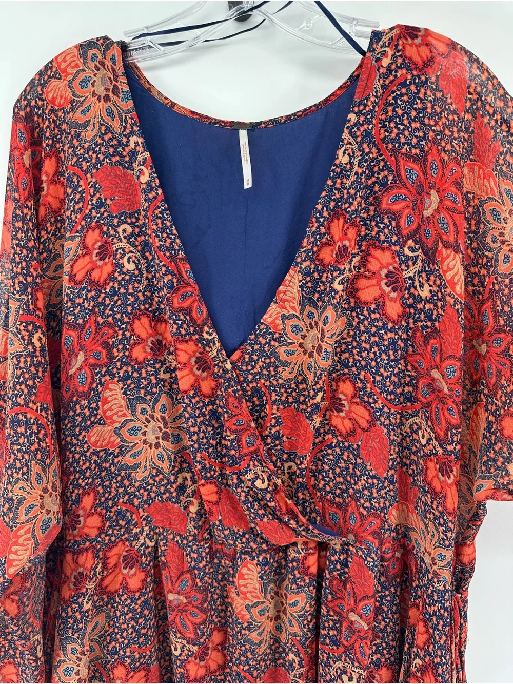 Free People Cottagecore Festival Boho‎ Romantic Chic Red Floral Mini Dress SzM